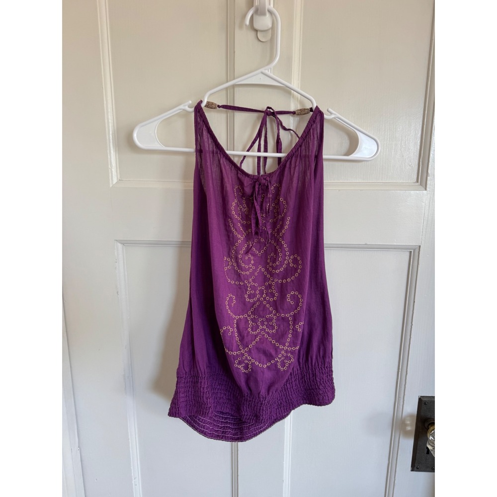 Y2K Rampage purple embroidered halter top size medium